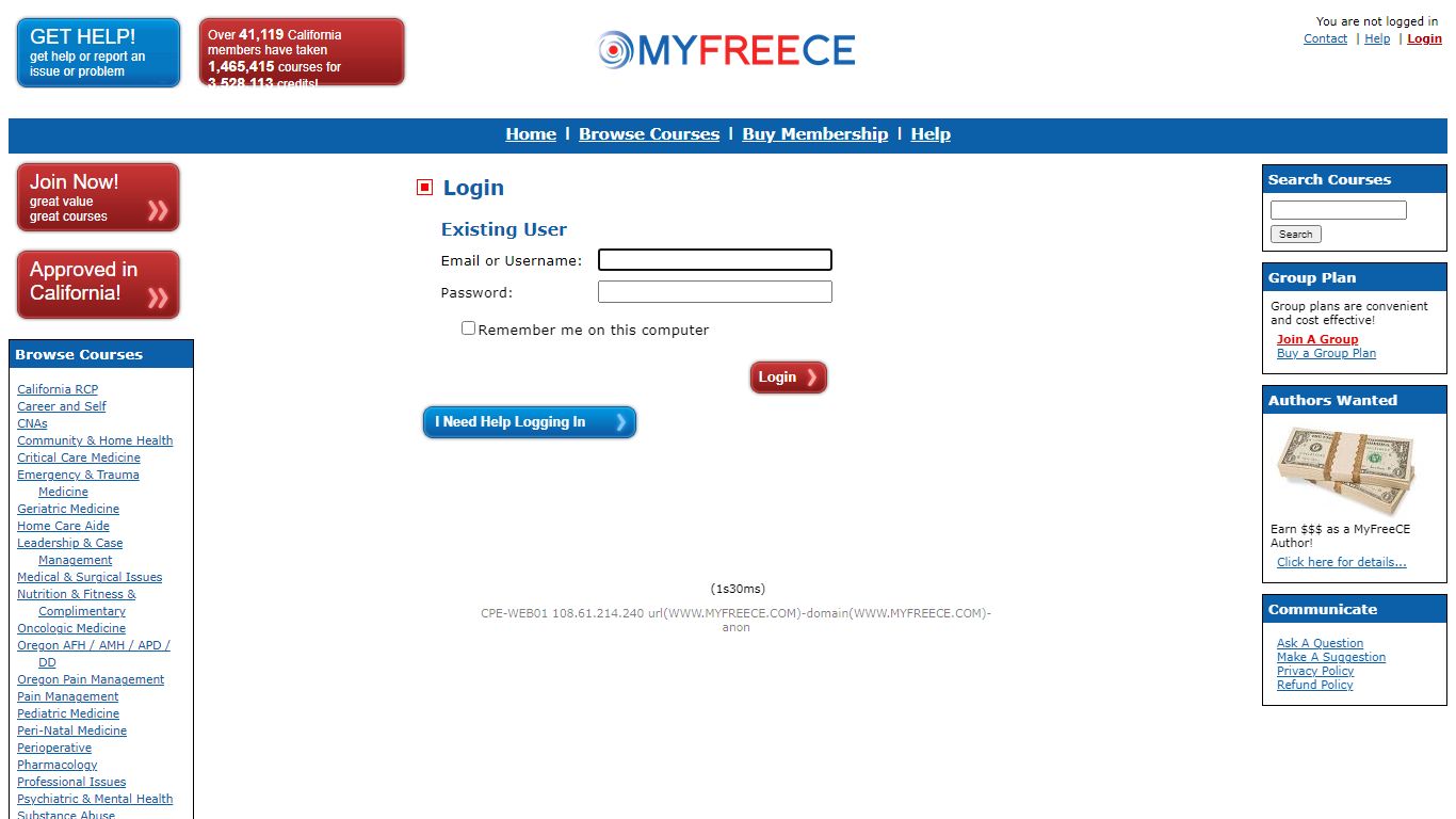 MyFreeCE - Login